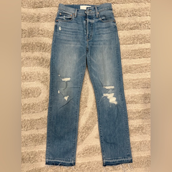 MOTHER High Waisted Hiker Hover Undone Denim On My Knees Jeans🔥 - Picture 11 of 16